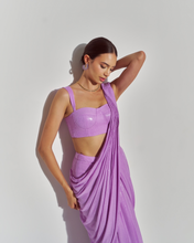 Load image into Gallery viewer, Brooke Pre-Sitched Saree (Lavender)