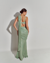 Load image into Gallery viewer, Sage Pre-Stitched Saree