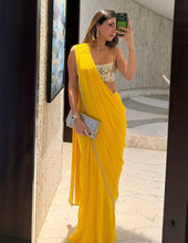 Load image into Gallery viewer, Aayna Pre-Stitched Saree (Straight Neck Blouse)