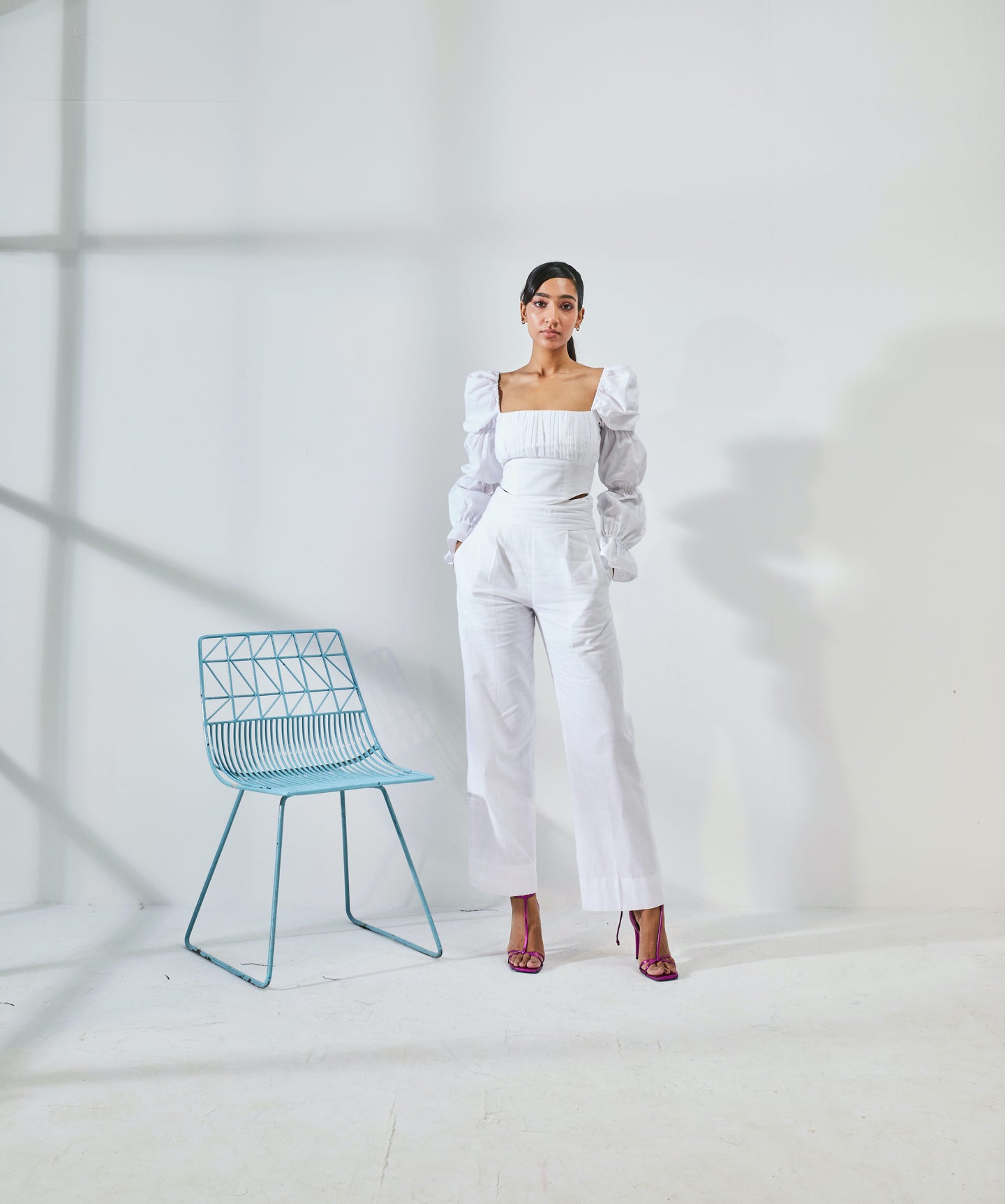 White Myko Trousers